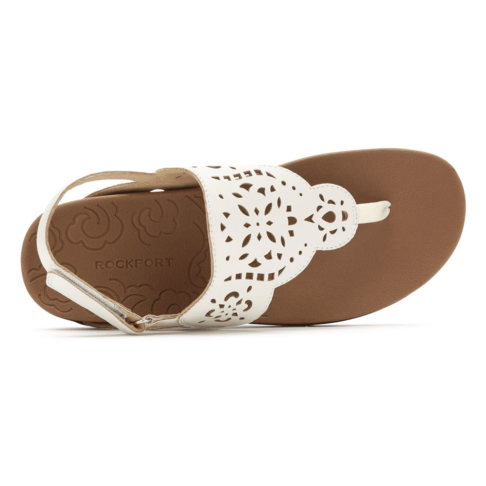 Rockport Singapore Womens Sandals - Ridge Circle Cutout Thong White - BF0512967